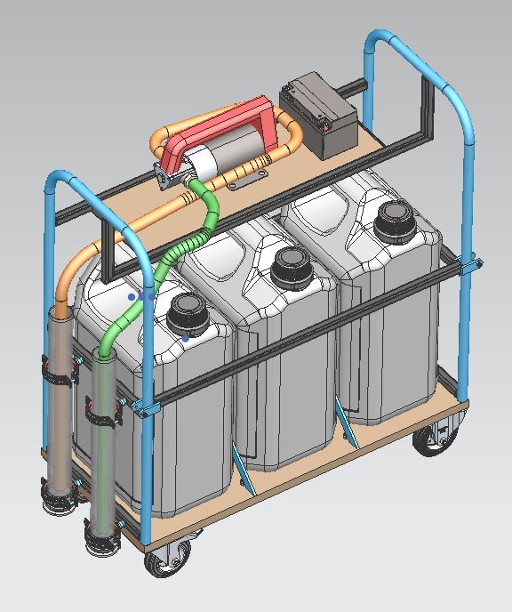 带泵的移动柴油罐购物车 -  3x30l + 50L_min转移系统